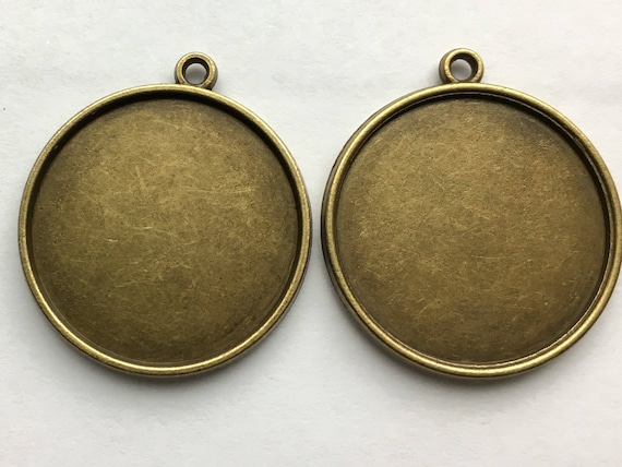 25mm Pendant Double Sided Bronze Round Bezel Setting Inch Tray