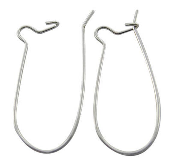 33x14mm Hoop Earrings Silver Components Kidney Ear Wires, DIY