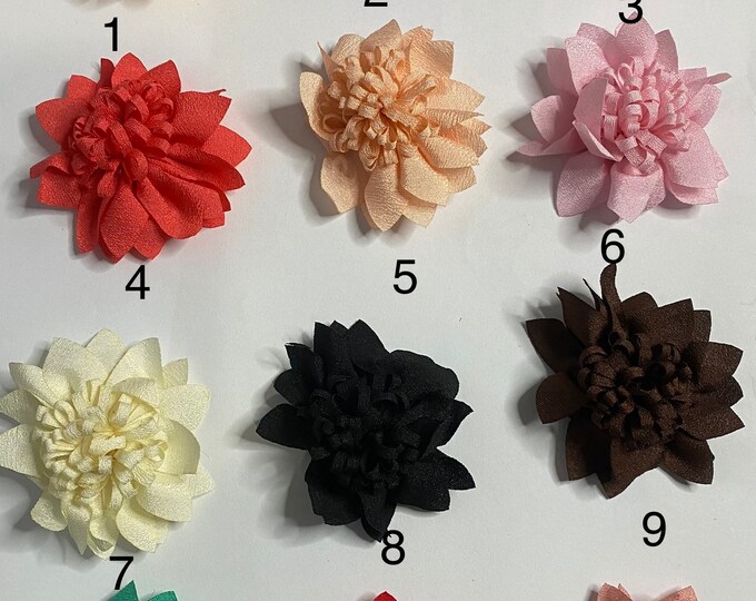 2 Inch Chiffon Flower Mixed Colors, DIY Jewelry Making Findings.