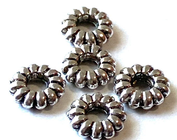 6.5mm Spacer beads Hole;2mm Antique Silver DIY Jewelry Making Supplies  Findings.