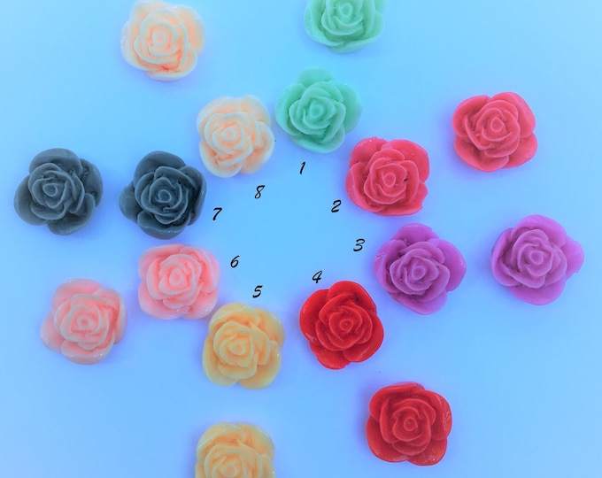 22x12mm Resin Flower Cabochon, Mixed Color Rose Flower DIY Jewelry Findings.