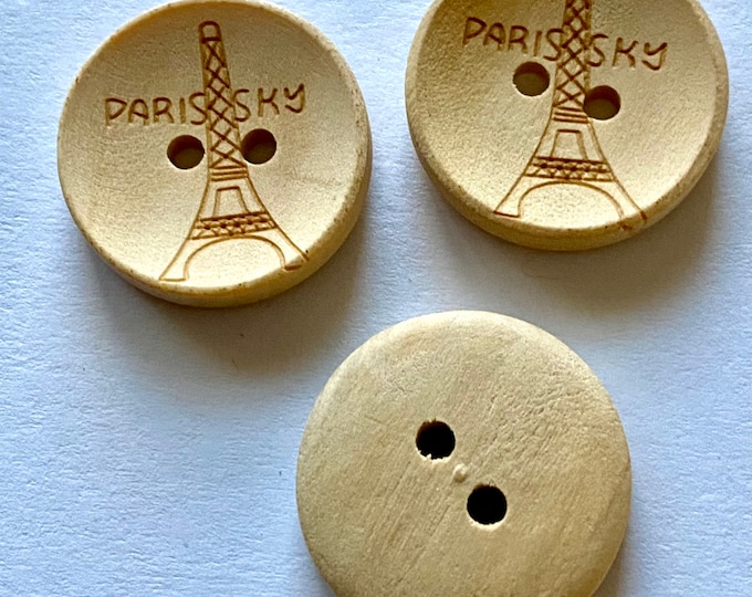 20mm Buttons Paris Sky Flat Round 2-Hole Wooden Buttons DIY Craft Supplies Findings.