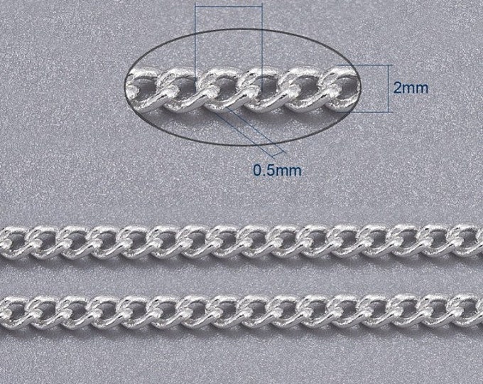 2.5x2mm Twisted Curb Chains Sliver Color Plated, with Spool Oval DIY Jewelry Making Findings.