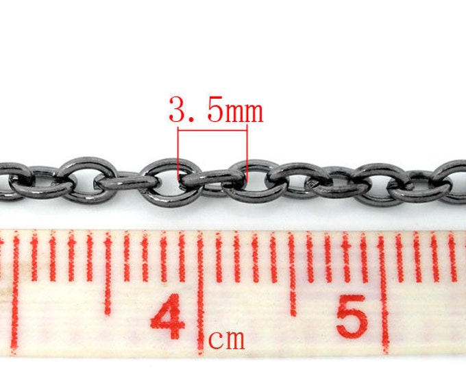 3x2mm Cable Chain Black Gunmetal Finding  DIY Jewelry Making Supplies Findings