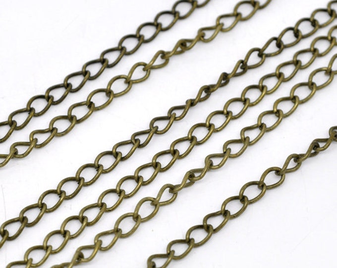 6x3mm Side Twisted Chain Curb antique bronze Chain DIY Jewelry Making Supplies Findings