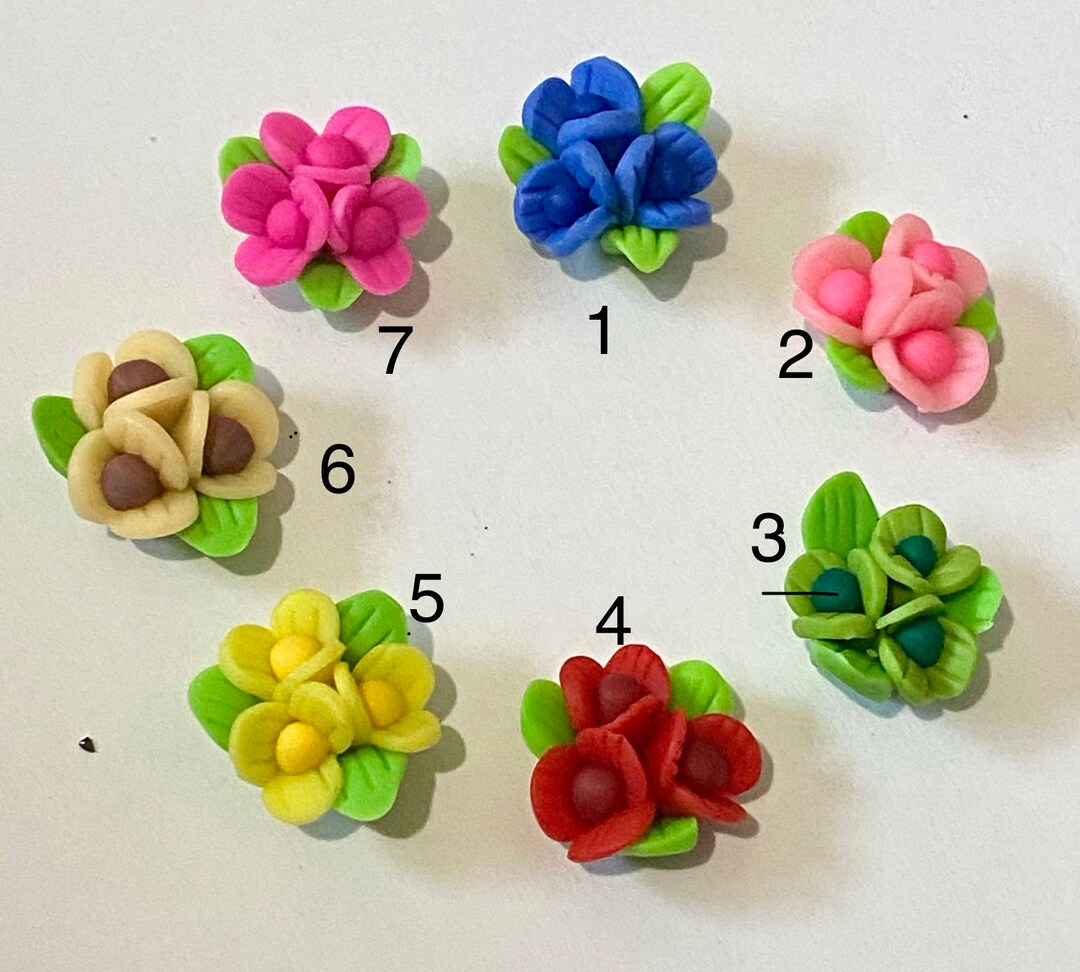 Clay Flower Cabochons Polymer Handmade, Mixed Style, Mixed Colors 10pcs