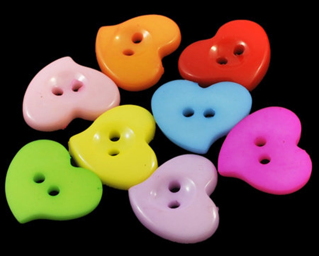 23mm Buttons Heart Resin With 2-hole Mixed Color Buttons, DIY Craft ...