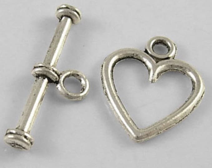 12x14mm Toggle Clasp Heart Antique Silver  DIY Jewelry Making Supplie  Findings.