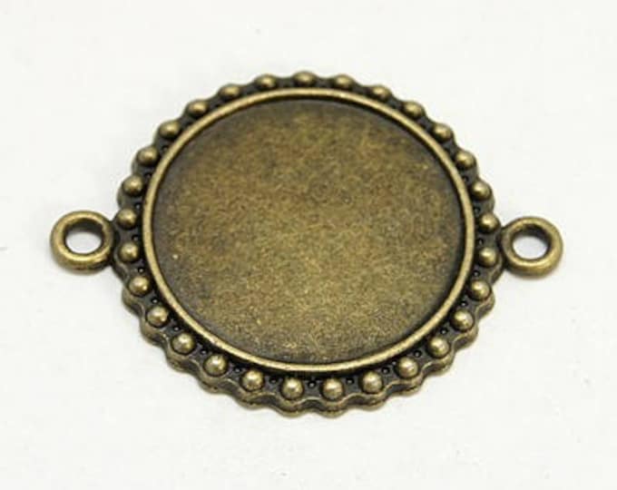 23mm Connectors Bronze Cabochon Setting Round Inner Tray 23mm  Bezel Tray DIY Jewelry Findings.