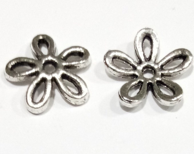 11mm Beadcaps Flower Tone Antique Silver DIY Jewelry Making Findings.