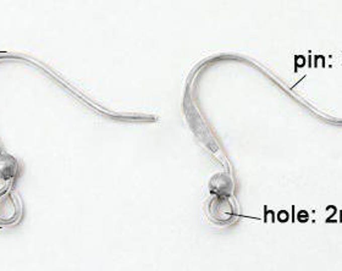 17mm Earring Hooks with Beads,  Silver color DIY Jewelry Findings.