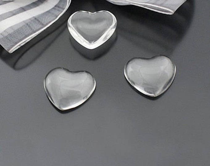 18x18mm Glass Heart Cabochons Clear Bezel Domes DIY Jewelry Pendant, Bracelet, Necklace.