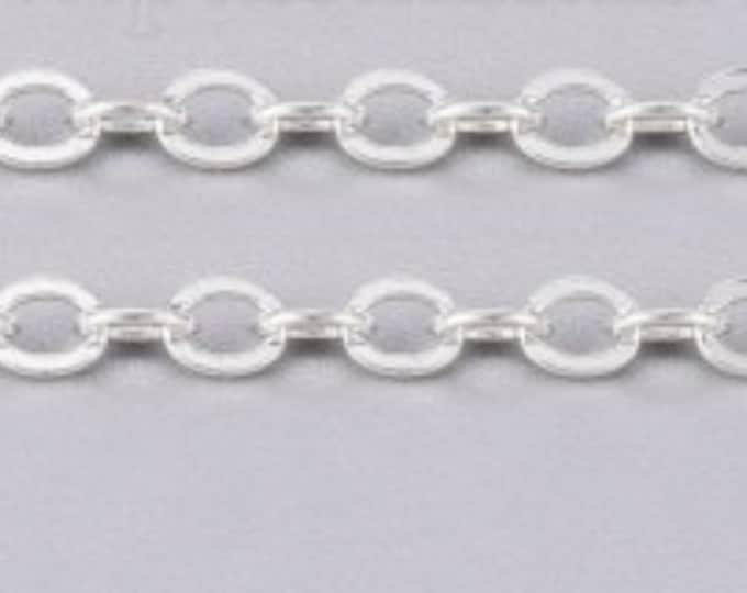 3.5x3mm Flat Oval Cable Chains Silver Color Plated DIY Jewelry Making Findings.