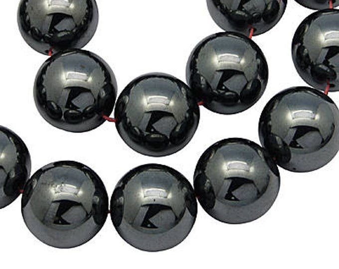 8mm Beads Black Non-Magnetic Synthetic Hematite Beads Strands, Round, DIY Jewelry Making Supplies and Findings.