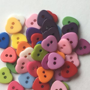 11mm Resin buttons Heart with 2-Hole Mixed color Buttons,  DIY Craft Supplies Findings.