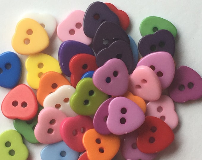 11mm Resin buttons Heart with 2-Hole Mixed color Buttons,  DIY Craft Supplies Findings.