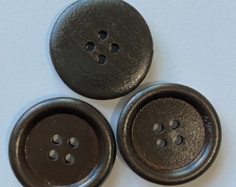 23mm Buttons 4 Hole Round Sewing CoconutBrown Wooden Buttons, DIY Craft Supplies Findings.