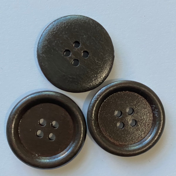 23mm Buttons 4 Hole Round Sewing CoconutBrown Wooden Buttons, DIY Craft Supplies Findings.