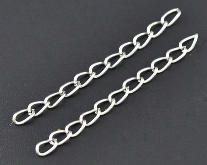 50x3.5mm Silver Tone Extended &Extension Jewelry Chains /Tail Extender DIY Jewelry Making Findings 50pcs/100pcs/200pcs.