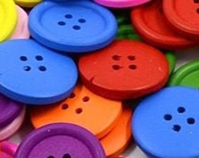 25mm Buttons wooden 4-Hole Round Dyed Mixed Color Buttons DIY Craft Supplies Findings.