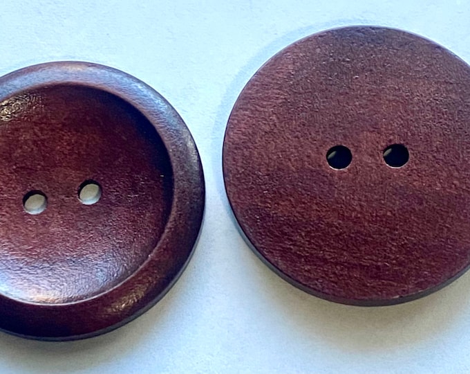 40mm Wooden Flat Round Buttons, 2-Hole, Coconut Brown DIY Craft Supplies Findings.