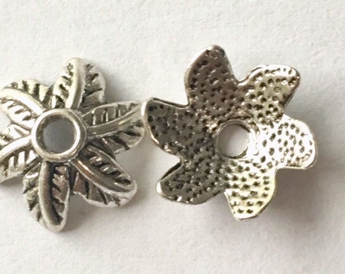 11mm Beadcaps Flower Antique Silver DIY Jewelry Making Findings.