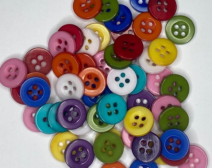 11mm Resin buttons Round with 4-Hole Mixed color Buttons,  DIY Craft Supplies Findings.