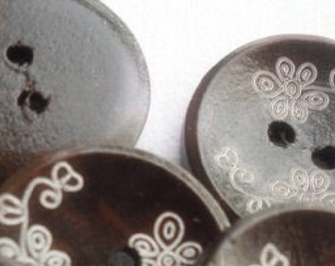 20mm Flower Carved Buttons with 2-Hole Wooden Buttons, DIY Craft Supplies Findings.