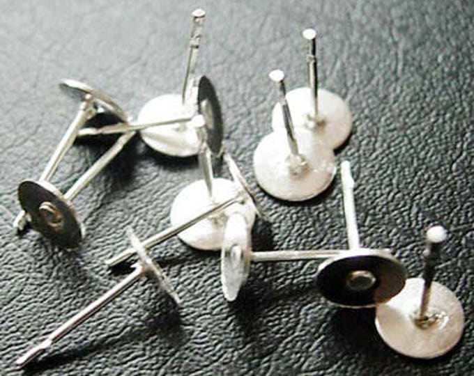 6mm EarStud Silver Earring Findings Flat Pad ,Stud Earring Posts, Stud Earring Blanks, DIY Jewelry Making Findings 100 pcs
