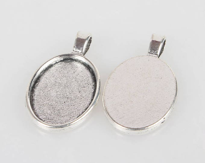 25x18mm Cabochon Setting pendant Antique Silver Bezel Tray Inner Tray DIY Findings for Jewelry Making 5Pcs/ 10pcs/20pcs.