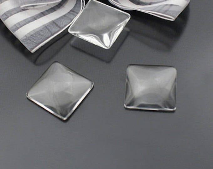 12x12mm Glass Square Clear Cabochons Bezel Domes DIY Jewelry Pendant Bracelet Necklaces,