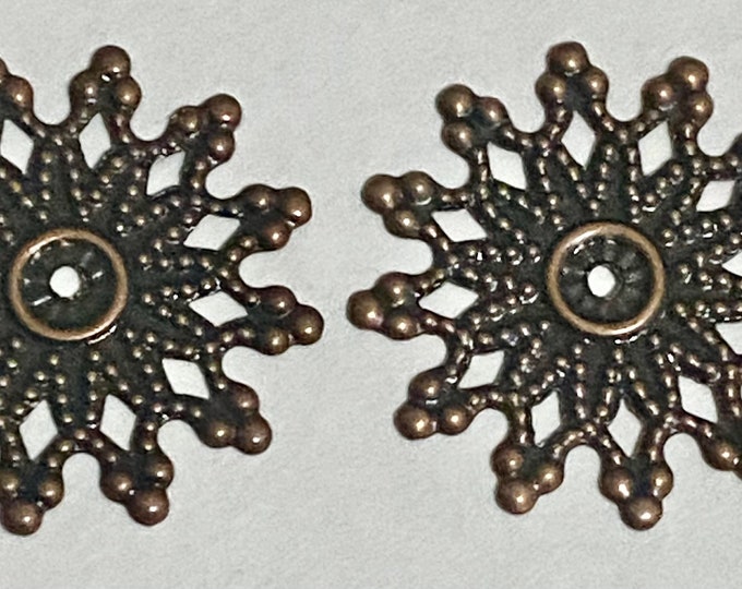 20mm Snowflake Beadcaps Antique Copper DIY Jewelry Making Findings.