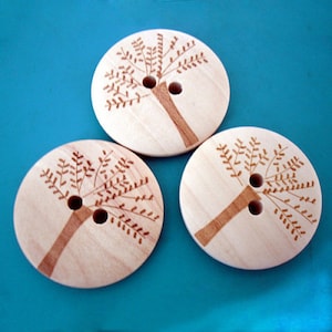 30mm Treelife Buttons with 2-Hole, Wooden Buttons,  DIY Craft Supplies Findings.