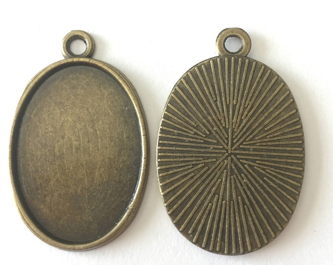 18x13mm Pendant Oval Cabochon Setting Pendant Antique Bronze Bezel Inner Tray  DIY Jewelry Pendant Bracelet Necklaces.