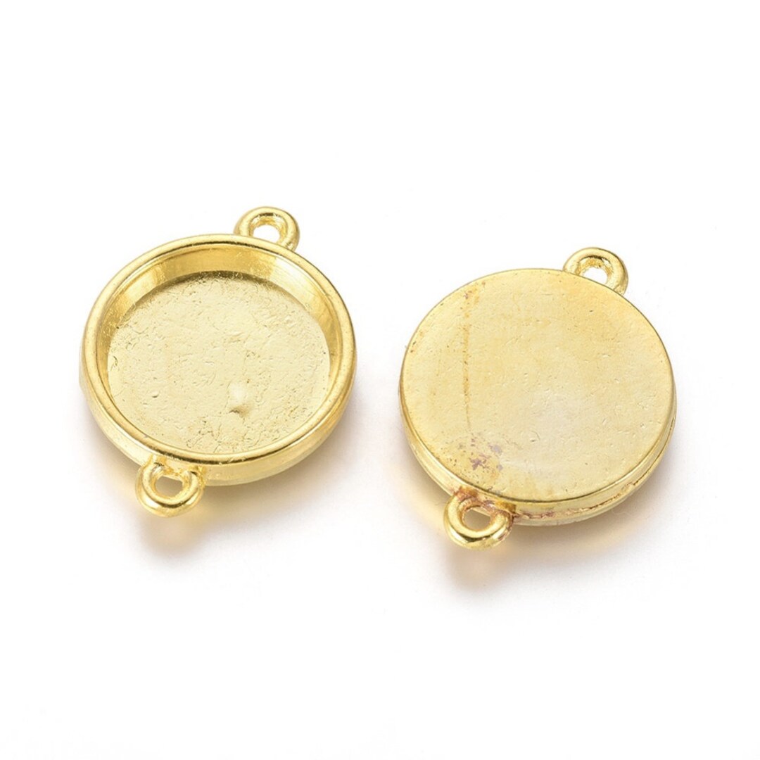 15mm Connectors Cabochon Setting Gold Color Round Inner Bezel Tray DIY