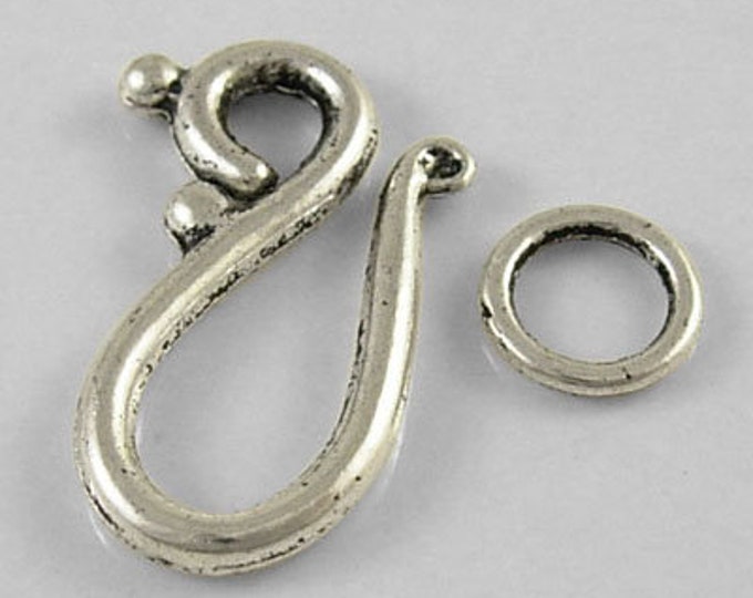 12x20.5mm Hook and Eye Clasps Toggles Antique Silver Jewelry Making Supplie  Findings.