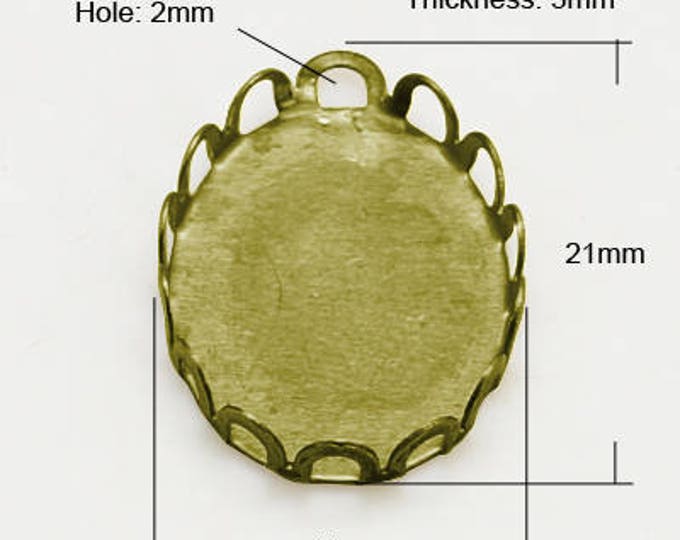 13x18mm Pendant Oval Cabochon Setting Bezel Inner Tray Antique Bronze DIY Findings for Jewelry Making 10pcs/ 20pcs/  40Pcs.