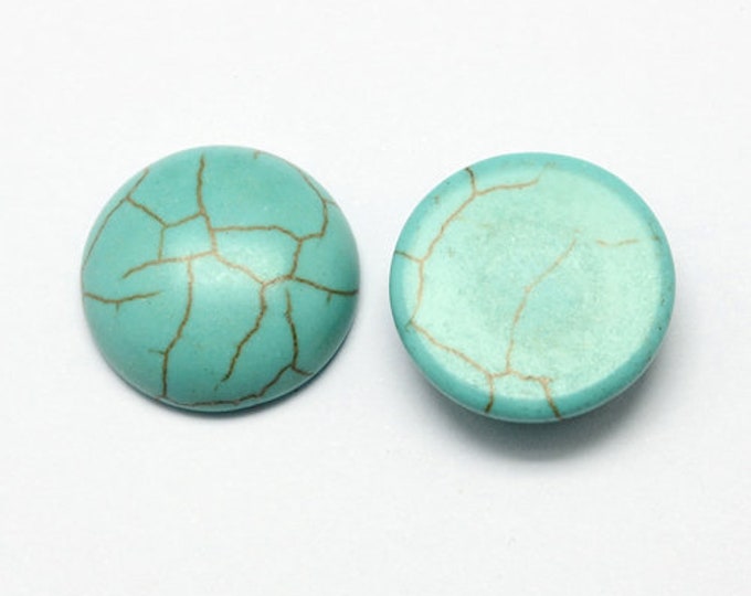 8mm Turquoise Gemstone Flat Back Dome Cabochons, Half Round, Dyed Synthetic DIY Jewelry Making Findings.