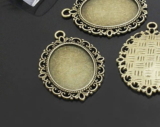 25x18mm Cabochon Setting Bezel Antique Bronze Tray DIY Findings for Jewelry Making 40Pcs.