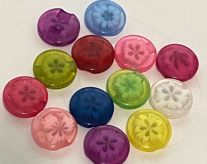 14mm Resin Buttons Round Mixed Color Buttons DIY Jewelry Making Findings.