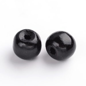 12mm Beads Dyed Wooden Round, Black color DIY Jewelry Making Supplies and Findings.