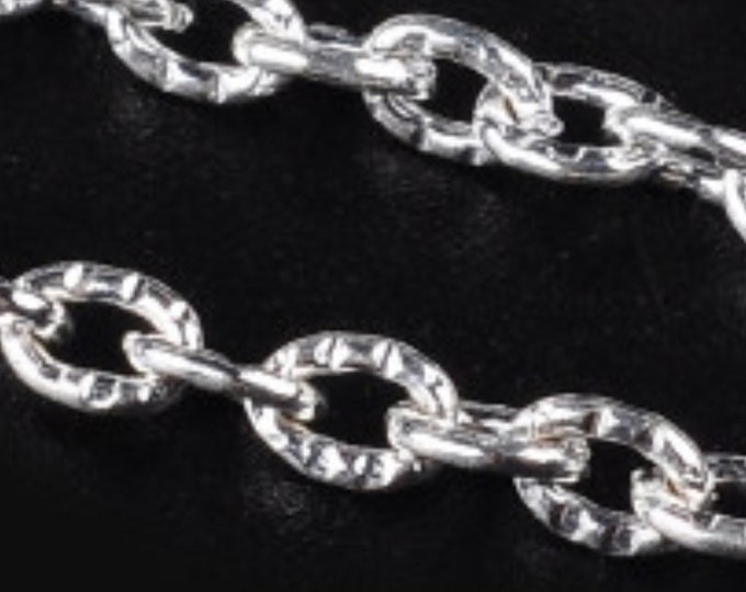 3x4mm Textured 1mm thick Silver Cross Cable Chains 10ft / 32ft DIY Jewelry Making Findings.