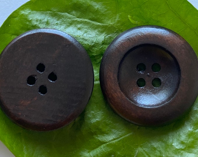 25mm Buttons Flat Round wooden 4-Hole Dyed Chocolate Brown Color DIY Craft Supplies Findings.