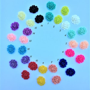 18x16x6mm Resin Flower Cabochon,  Mixed Color Rose Flower DIY Jewelry Findings.