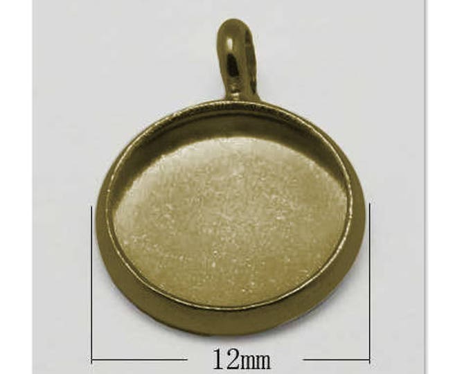 10mm Cabochon settings Bronze Pendant Round Bezel Tray Antique  Bronze Inner Tray DIY Findings for Jewelry Making 10Pcs/ 20Pcs..