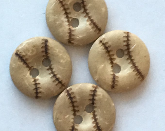 15mm BaseBall Buttons with 2-Hole, Coconut Buttons,  DIY Craft Supplies Findings.