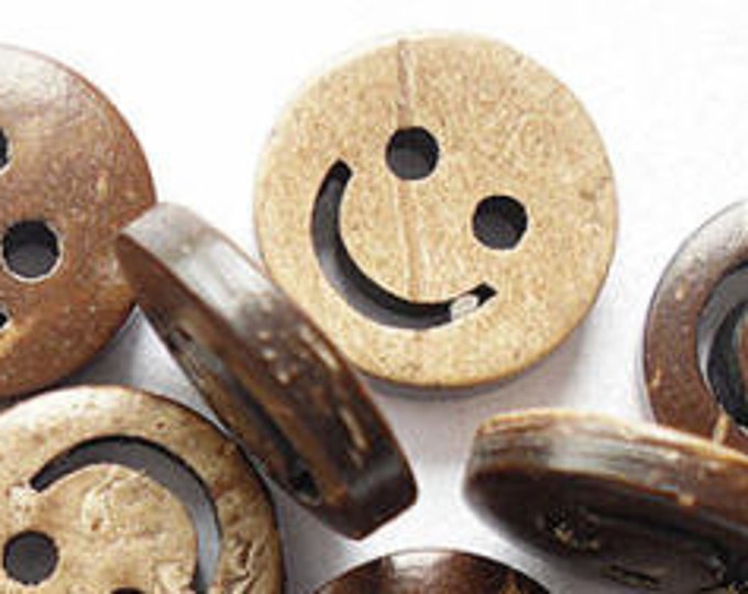 13mm Buttons Lovely Face Carved 2-Hole Coconut buttons DIY Craft Supplies Findings.