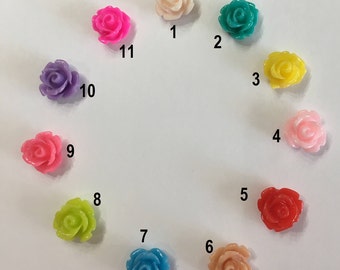 10mm Resin Flower Cabochon Mixed Color Rose Flower DIY Jewelry Findings.