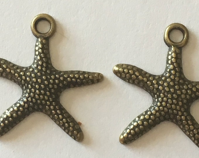 19mm Starfish Pendant 2mm Hole  Antique Bronze Pendant DIY Findings for Jewelry Making.