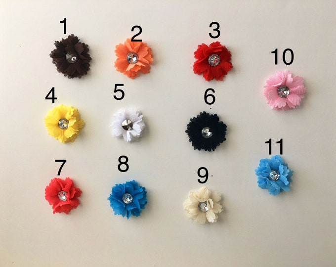 2 Inch Chiffon Mesh Daisy Flower Mixed Colors, DIY Jewelry Making Findings.